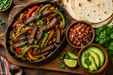 Beef Fajitas with Tomato, Avocado & Coriander Salsa