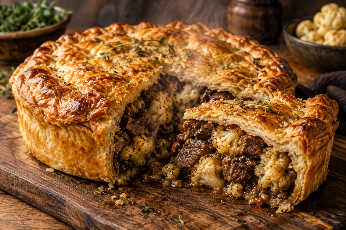 Chunky Beef & Cauliflower Pie