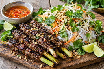 Lemongrass Beef Skewers with Vietnamese Noodle Salad